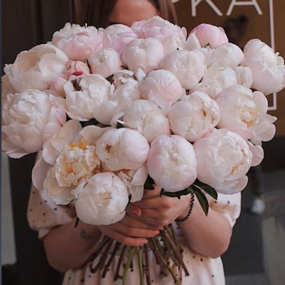 31 крупный пион с лентами